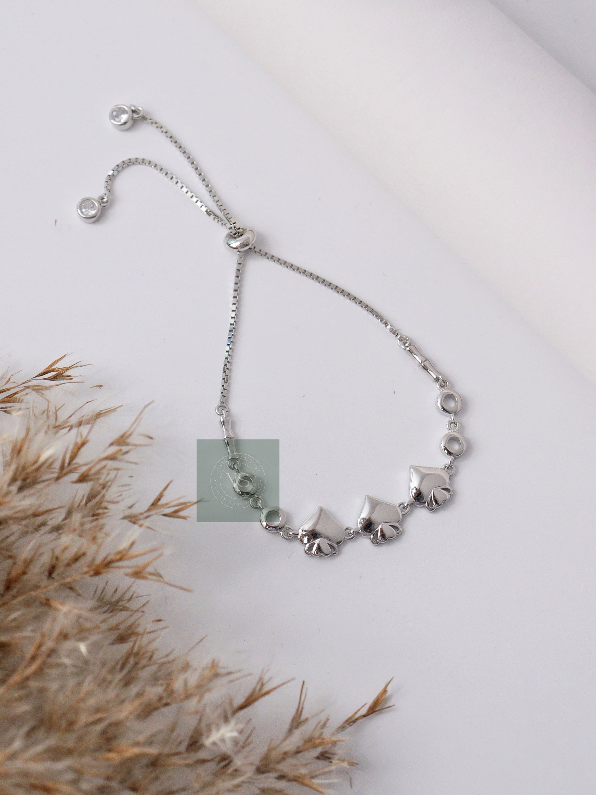 Petal Grace Adjustable Silver Bracelet