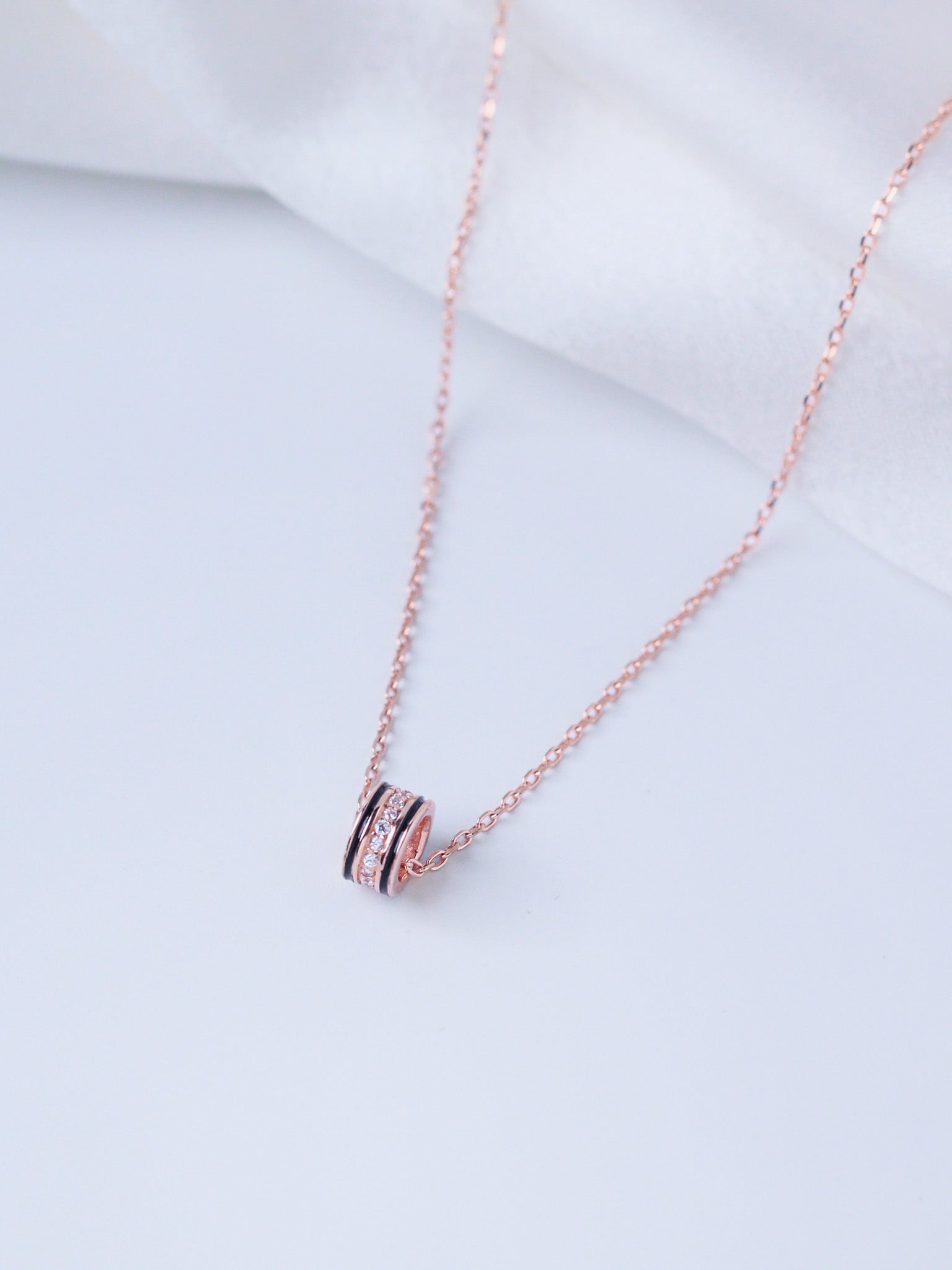 Rose Gold Crystal Barrel Necklace
