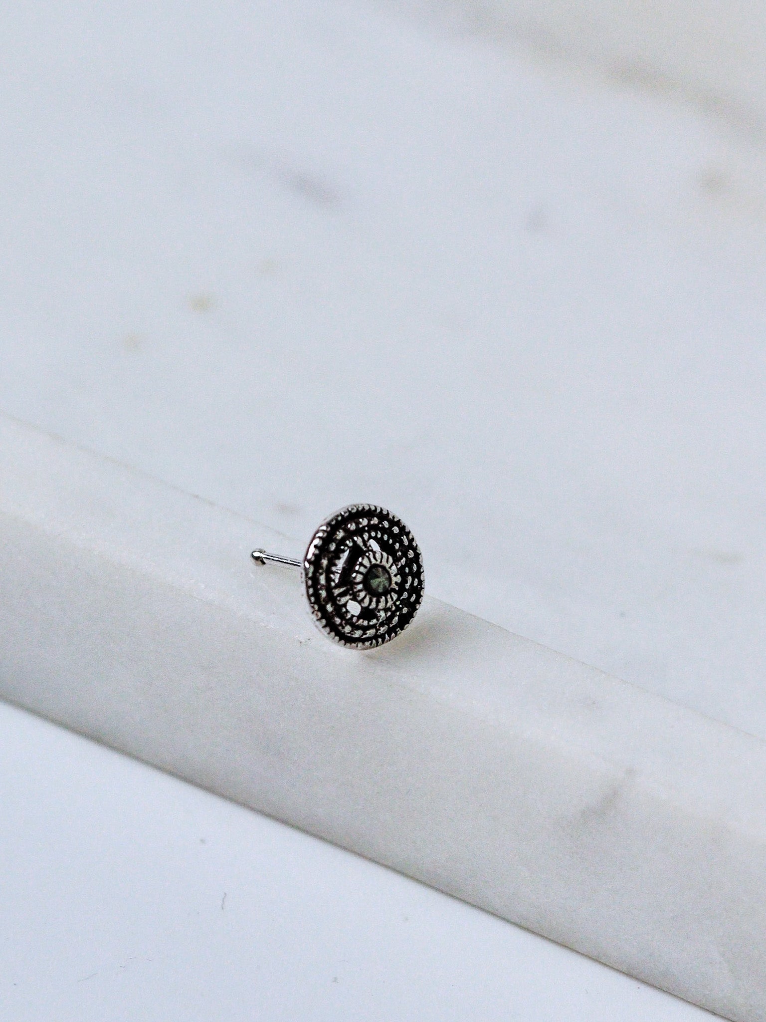 Mandala Bloom Oxidized Nose Pin