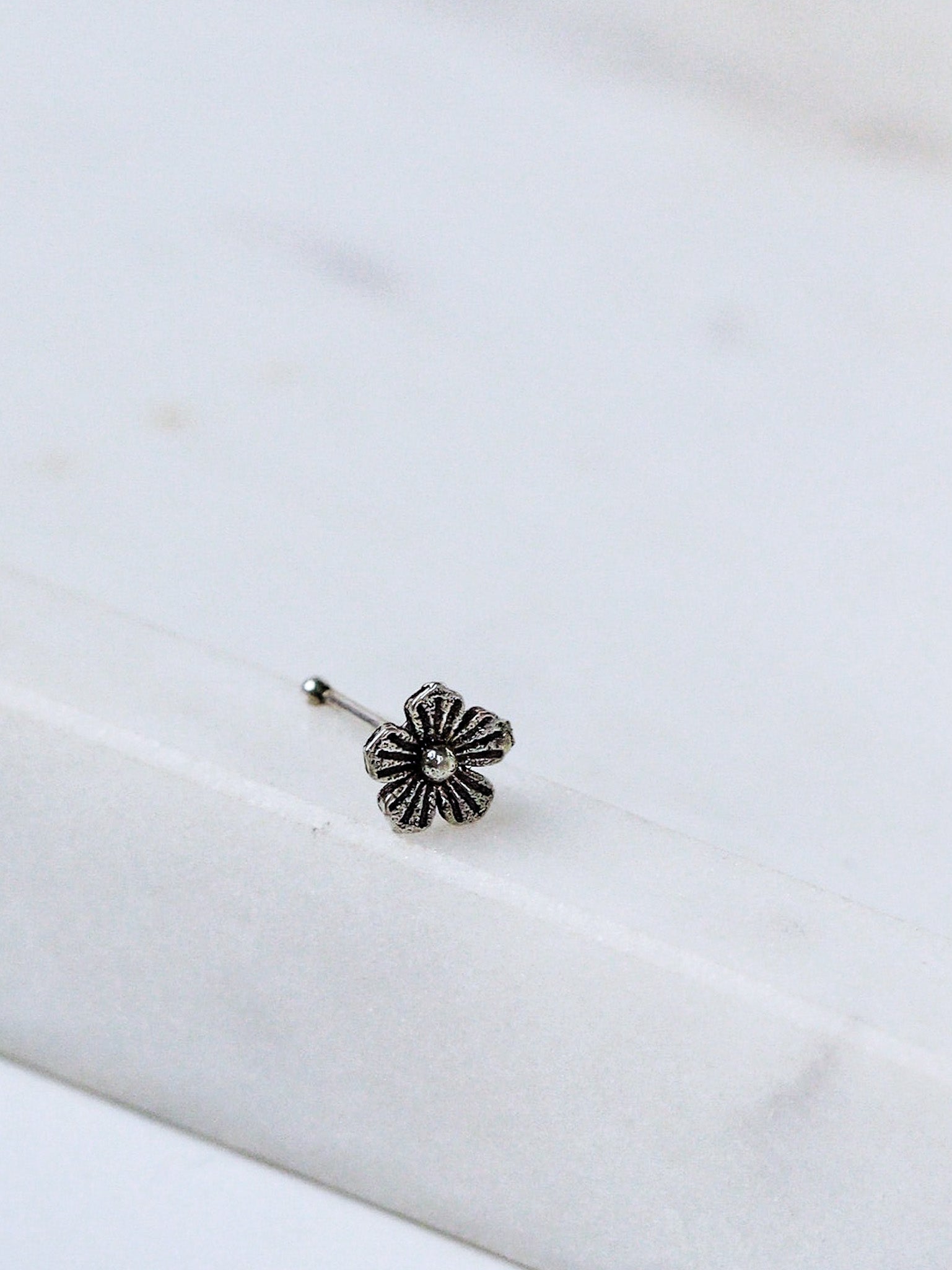 Vintage Bloom Oxidized Nose Pin