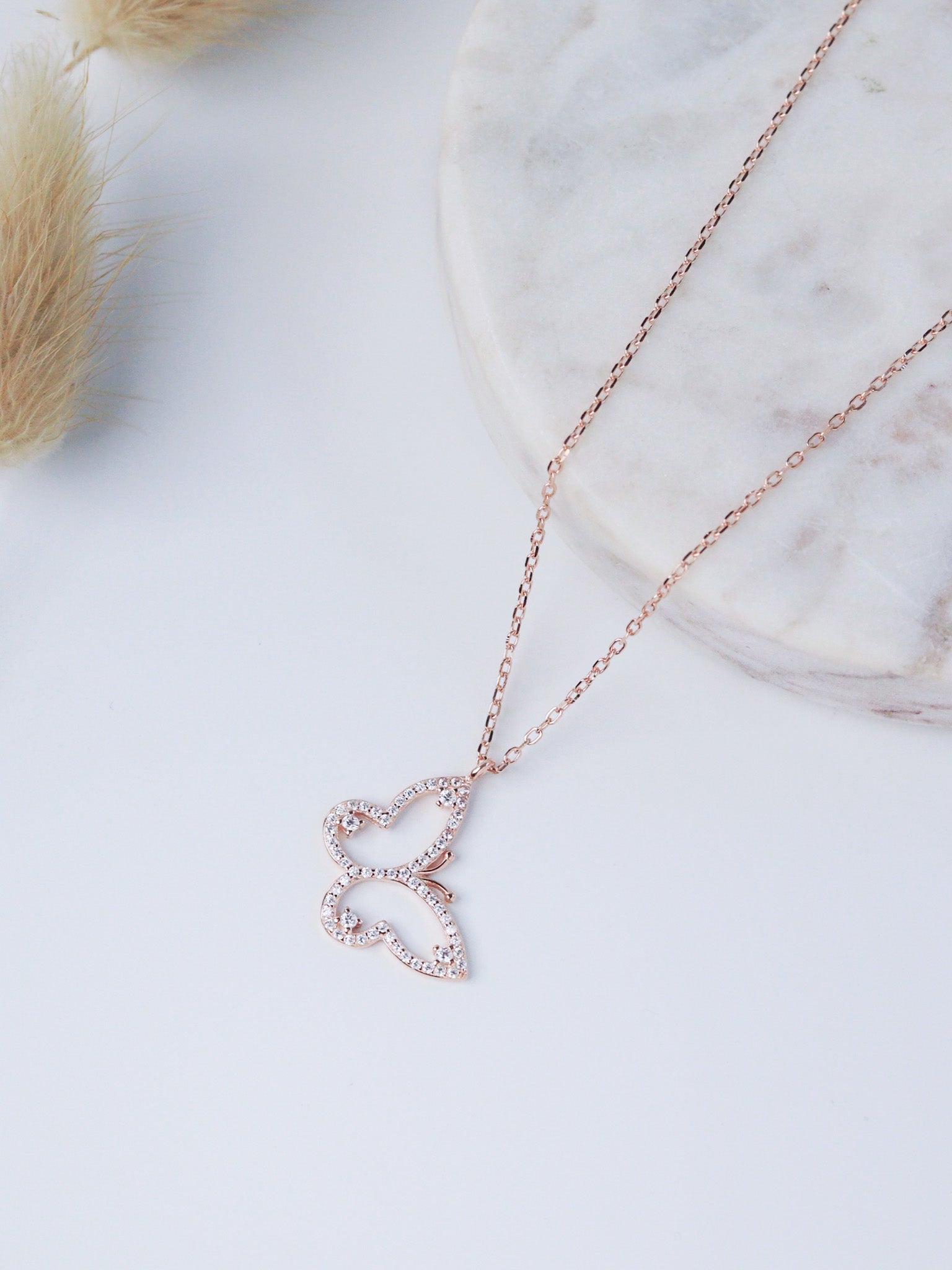 Rose Gold Butterfly Outline Necklace