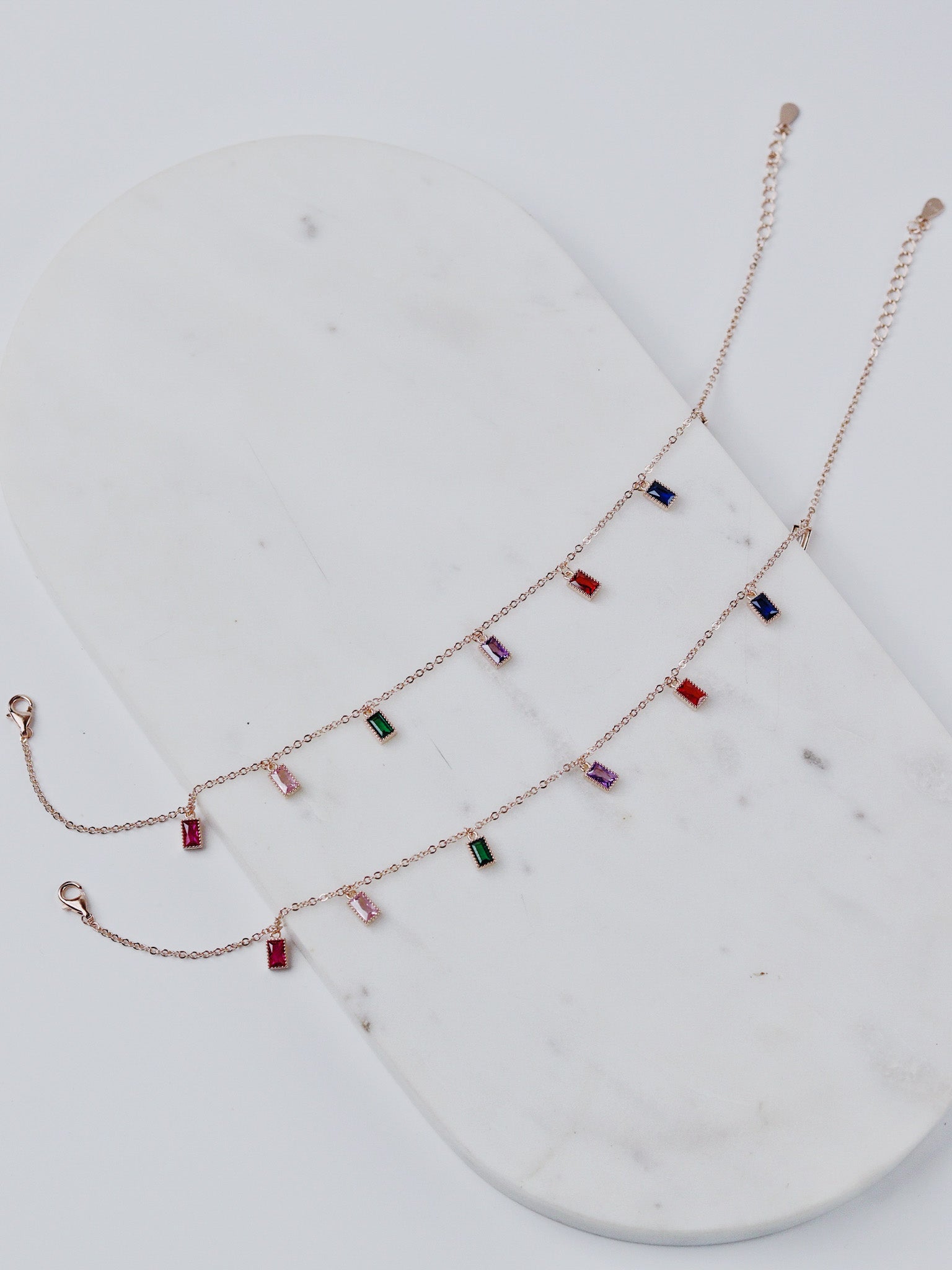 Gem Prism Drop Anklet Set