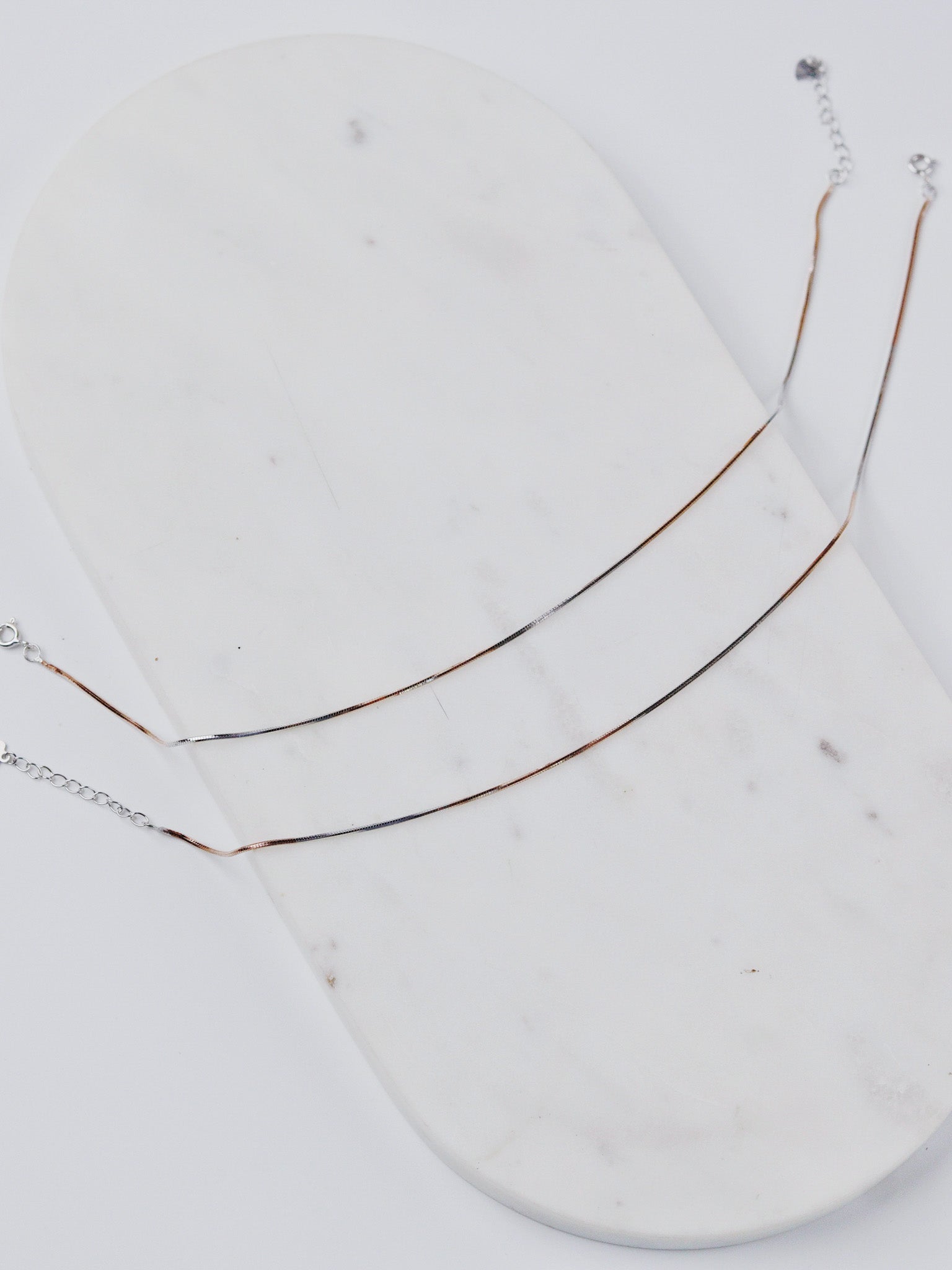 Sleek Duo-Tone Snake Chain Anklet Set