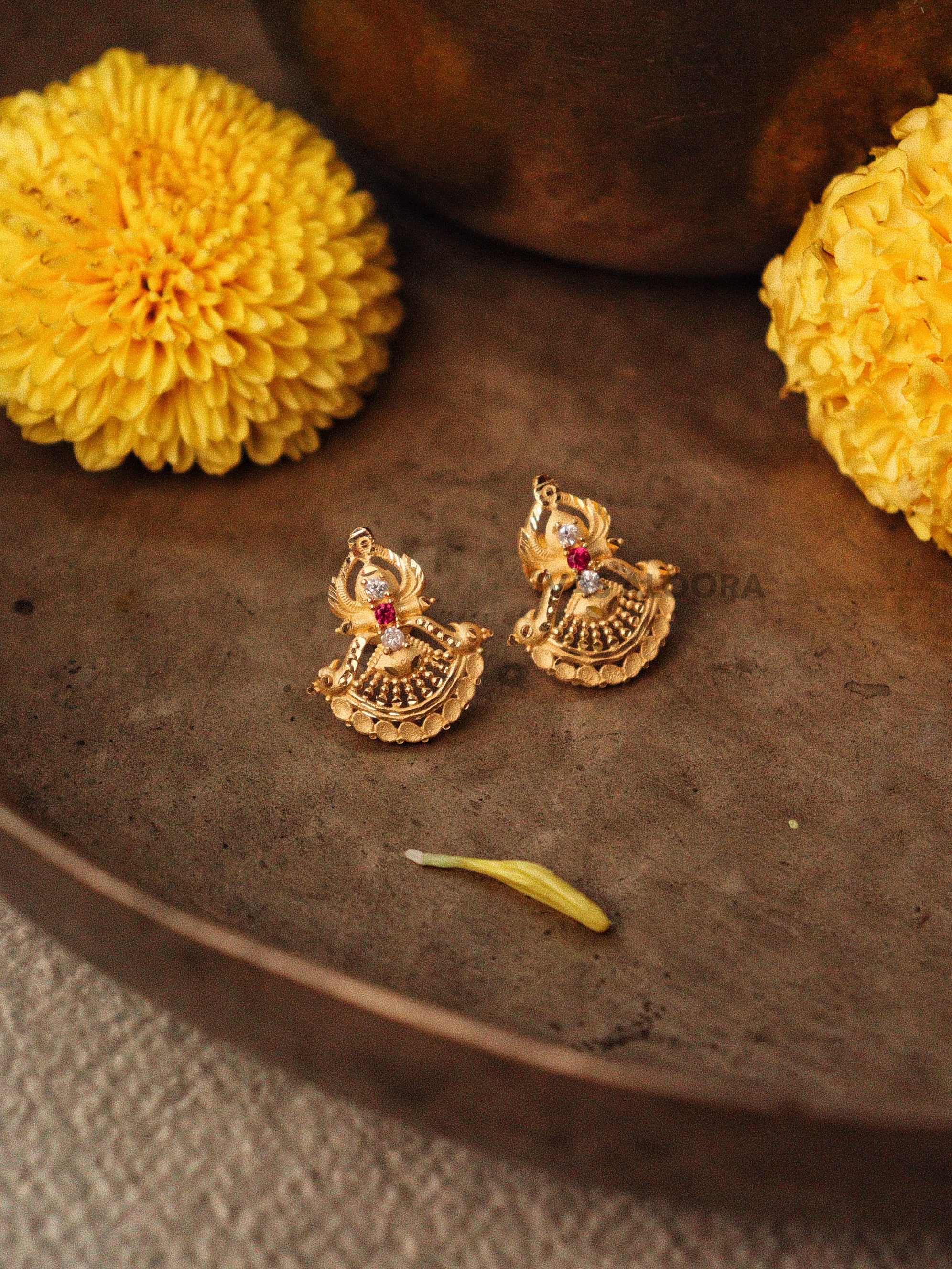 Mayurika Heritage Peacock Stud Earrings