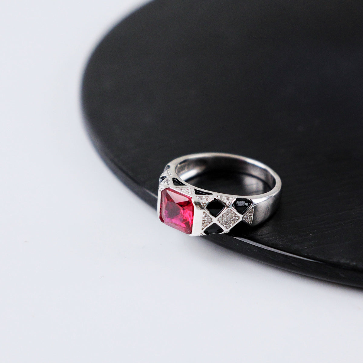 Crimson Crest Statement Ring