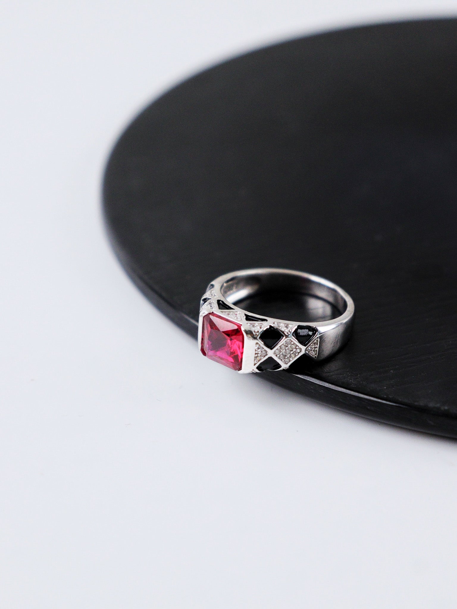 Crimson Crest Statement Ring